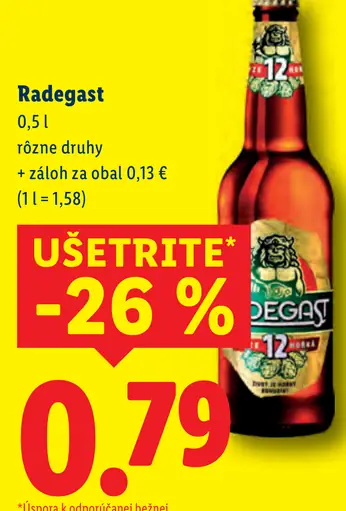 Radegast 12 pivo fľaša