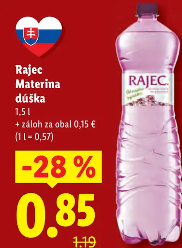 Rajec pramenitá voda dúška/púpava