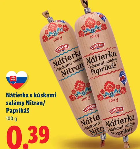 Pikok nátierka s kúskami salámy Nitran