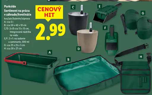 Parkside sortiment na prácu v záhrade/kvetináče