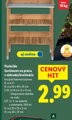 Parkside stôl na rastliny