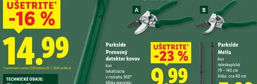 Parkside prenosný detektor kovov