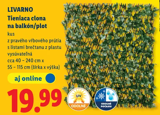 Livarno tieniaca clona na balkón alebo plot