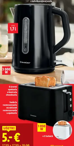 Silvercrest sada Rýchlovarná kanvica a hriankovač