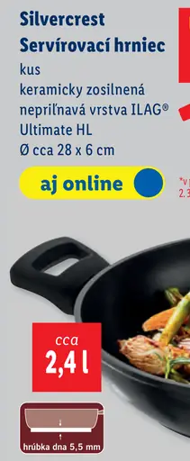 Silvercrest servírovací hrniec s keramicky zosilnenou nepriľnavou vrstvou ILAG Ultimate HL a pokrievkou