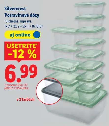 Silvercrest potravinové dózy, 13-dielna súprava