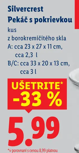 Silvercrest pekáč s pokrievkou z borokremičitého skla