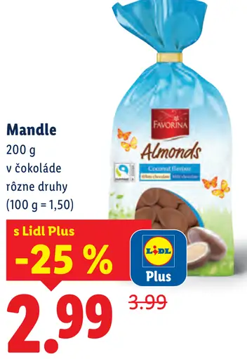 Favorina Mandle v bielej čokoláde