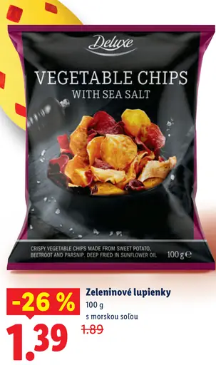 Deluxe zeleninové lupienky s morskou soľou