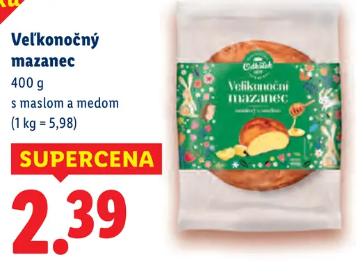 Cukráreň u Matyšáka veľkonočný mazanec s maslom a medom