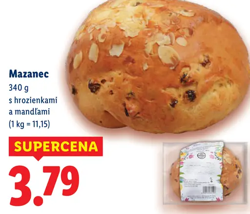 Mazanec s hrozienkami a mandľami