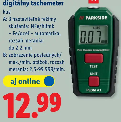 Parkside Merač hrúbky laku/digitálny tachometer