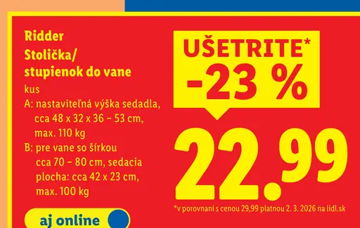 Ridder stolička alebo stupienok do vane