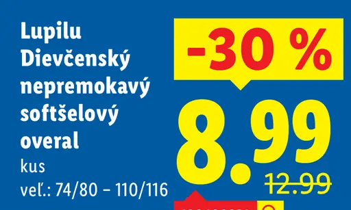 Lupilu dievčenský nepremokavý softšelový overal