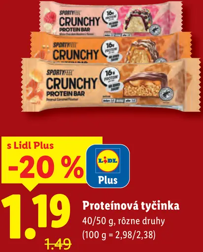 Sportyfit Crunchy Protein Bar proteínová tyčinka