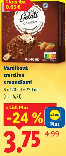 Bon Gelati Vanilková zmrzlina s mandľami