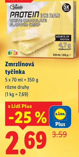 Bon Gelati protein zmrzlinová tyčinka white chocolate flavour crisp