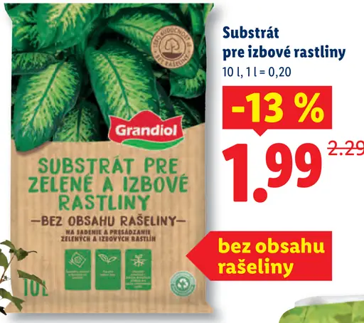 Grandiol substrát pre izbové rastliny bez obsahu rašeliny