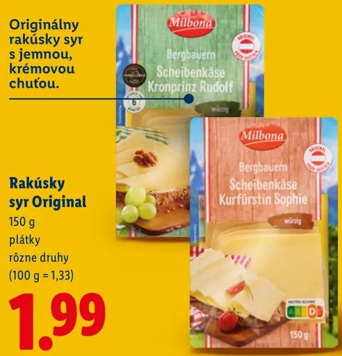 Milbona Rakúsky syr Original plátky