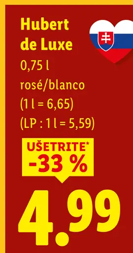 Hubert de Luxe šumivé víno rosé/blanco