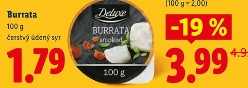 Deluxe burrata čerstvý údený syr