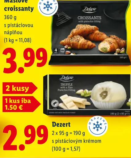Deluxe maslové croissanty s pistáciovou náplňou