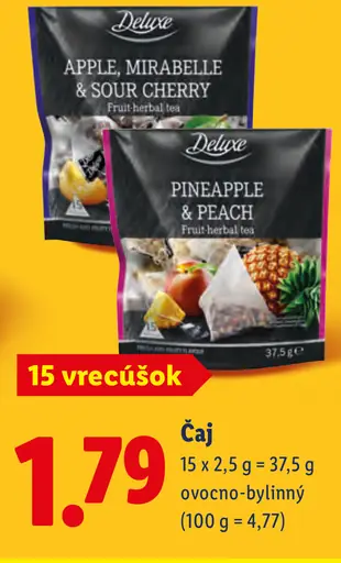Deluxe ovocno-bylinný čaj Apple, Mirabelle & Sour Cherry; Pineapple & Peach