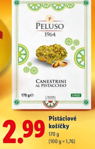 Peluso pistáciové košíčky Canestrini al pistacchio