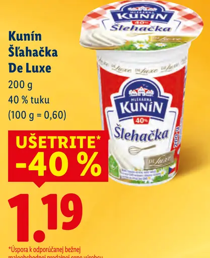Kunín Šľahačka De Luxe 40 % tuku