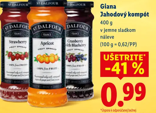 Giana Jahodový kompót v jemne sladkom náleve