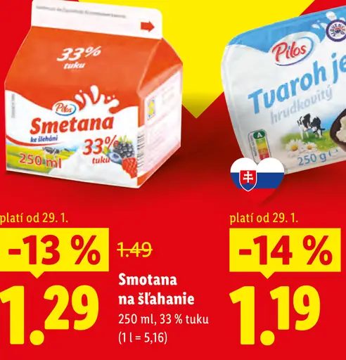 Pilos Smotana na šľahanie 33% tuku