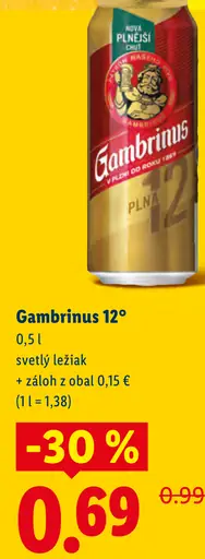 Gambrinus 12° plechovka