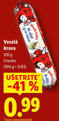 Veselá Krava tavený syr v črievku