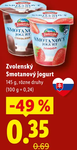 Zvolenský smotanový jogurt 2 druhy