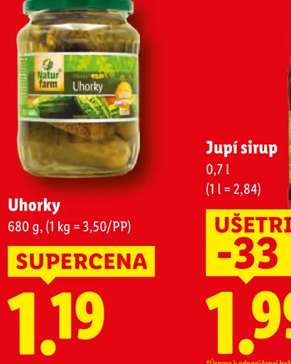 Natu Farm uhorky sterilizované