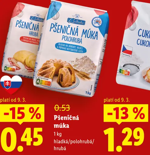 Belbake pšeničná múka hladká, polohrubá alebo hrubá