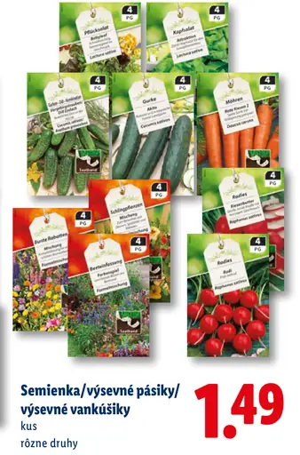 Semienka / výsevné pásiky / výsevné vankúšiky