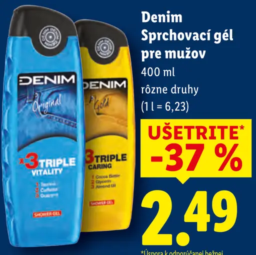 Denim sprchovací gél pre mužov rôzne druhy