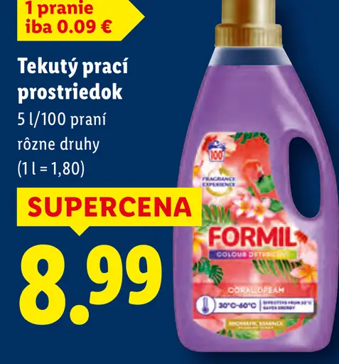 Formil tekutý prací prostriedok rôzne druhy