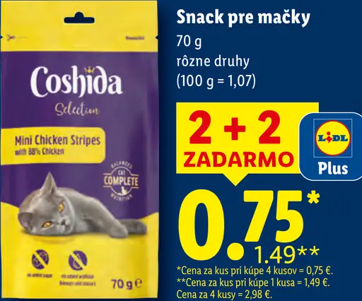 Coshida Mini Chicken Stripes snack pre mačky