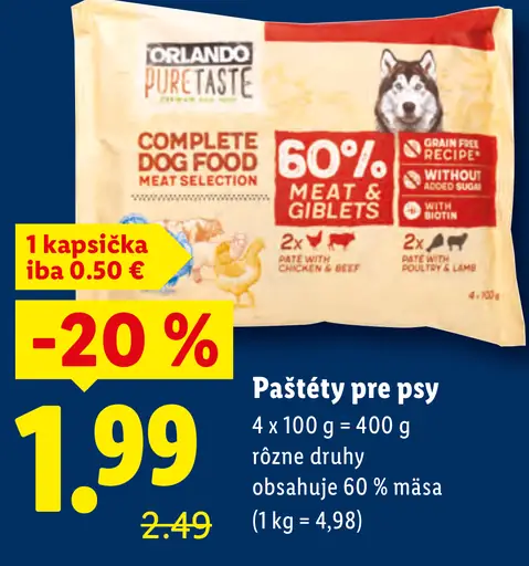 Orlando Paštéty pre psy rôzne druhy