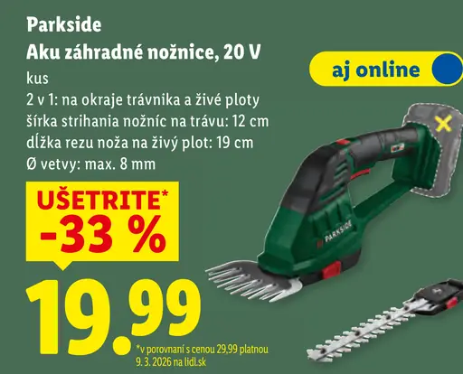 Parkside Aku záhradné nožnice