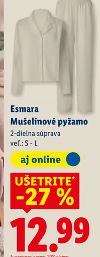 Esmara Mušelínové pyžamo
