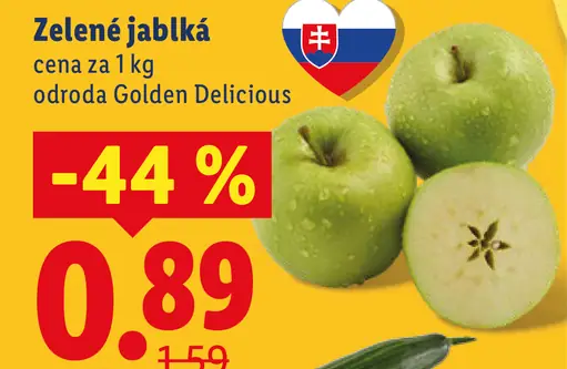 Lidl zelené jablká Golden Delicious
