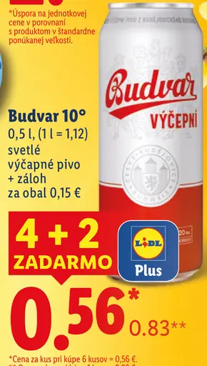 Budvar 10° svetlé výčapné pivo plechovka