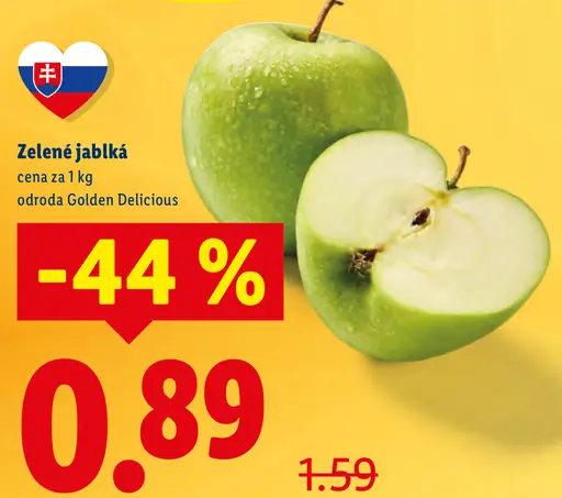 Zelené jablká odroda Golden Delicious