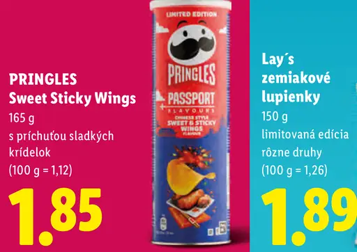 Pringles Sweet Sticky Wings zemiakové lupienky s príchuťou sladkých krídelok