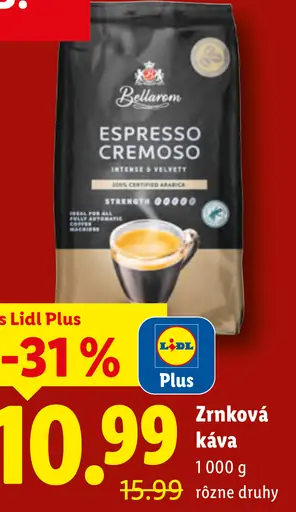 Bellarom Espresso Cremoso zrnkova káva rôzne druhy