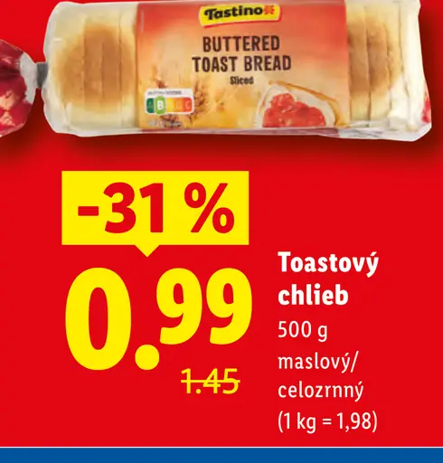 Tostino Toast Bread buttered toastový chlieb maslový