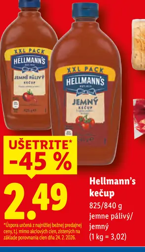 Hellmann's Kečup jemne štipľavý